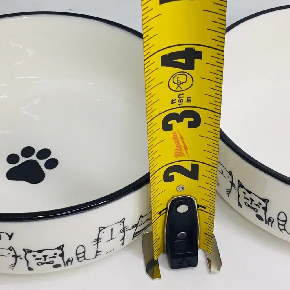 2 Good Kitty White Ceramic Pet Bowl 5” New